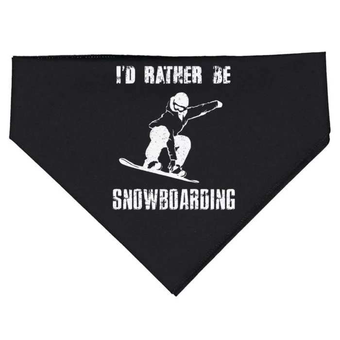 Mountains Funny Snowboarding I'd Rather Be Snowboarding USA-Made Doggie Bandana