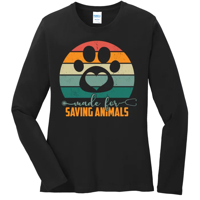 Made For Saving Animals Veterinarian Ladies Long Sleeve Shirt