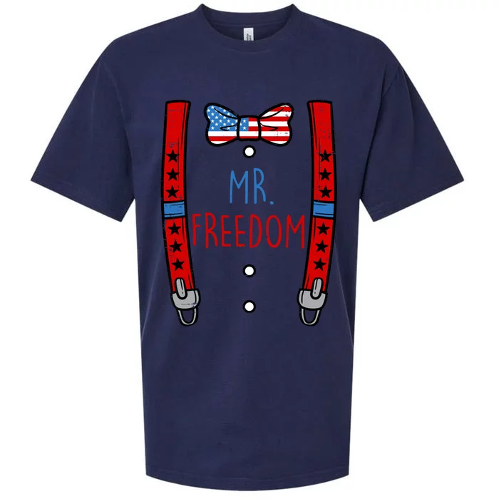 Mr Freedom Suspenders 4th Of July Gift Sueded Cloud Jersey T-Shirt