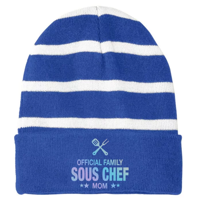 Mom Family Sous Chef Gift Funny Cooking Mom Meaningful Gift Striped Beanie with Solid Band