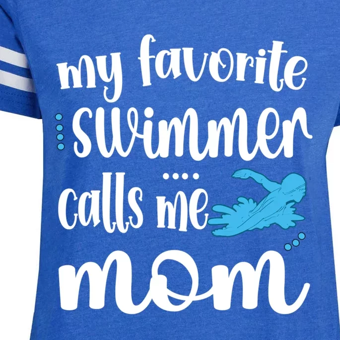 My Favorite Swimmer Calls Me Swim Mom Swimming Mama Gift Enza Ladies Jersey Football T-Shirt