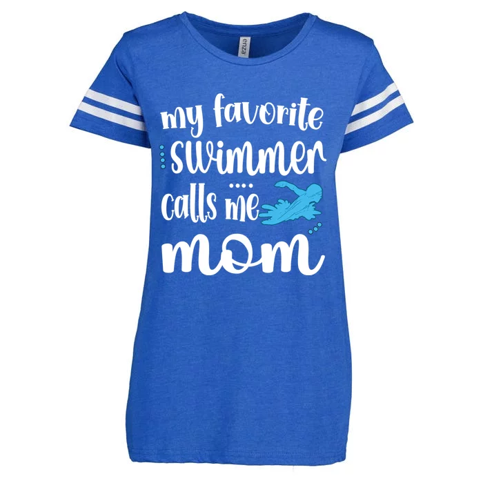 My Favorite Swimmer Calls Me Swim Mom Swimming Mama Gift Enza Ladies Jersey Football T-Shirt