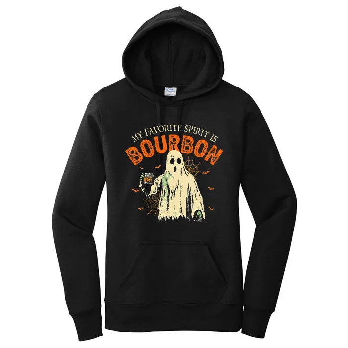 My Favorite Spirit Is Bourbon Funny Ghost Halloween Costume Gift Women's Pullover Hoodie