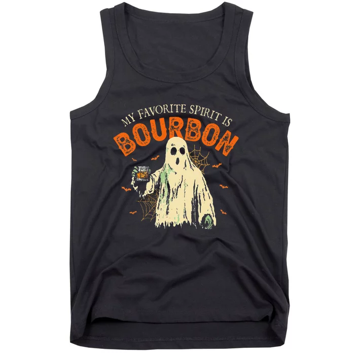 My Favorite Spirit Is Bourbon Funny Ghost Halloween Costume Gift Tank Top