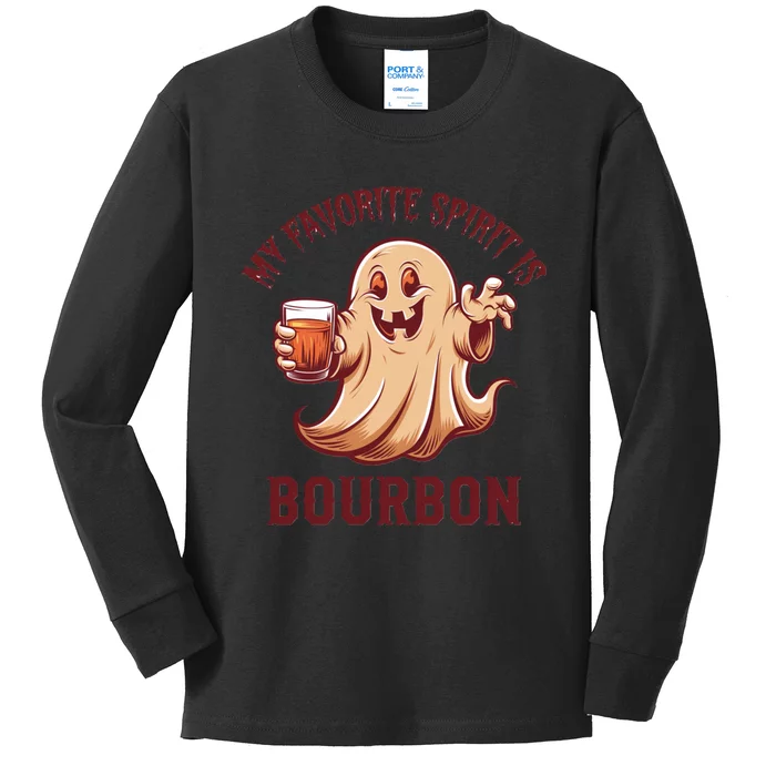 My Favorite Spirit Is Bourbon | Bourbon Lover Gifts Kids Long Sleeve Shirt