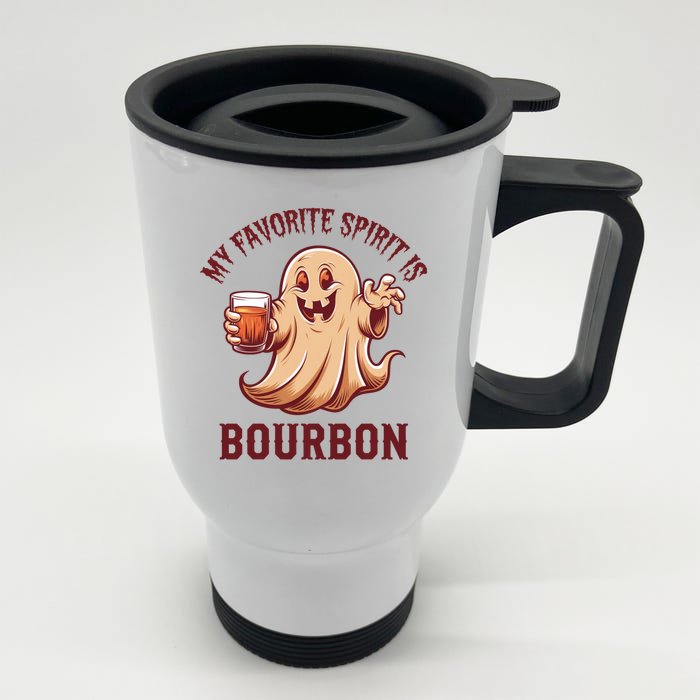 My Favorite Spirit Is Bourbon | Bourbon Lover Gifts Front & Back Stainless Steel Travel Mug