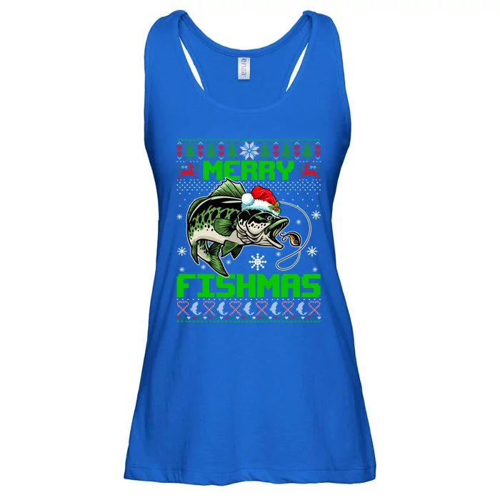 Merry Fishmas Santa Bass Fish Christmas Fishing Ugly Sweater Meaningful Gift Ladies Essential Flowy Tank