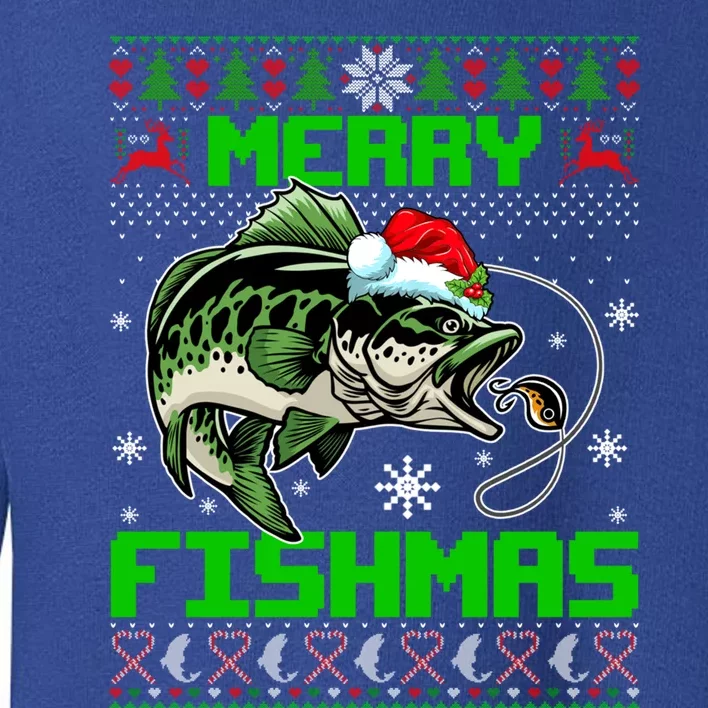 Merry Fishmas Santa Bass Fish Christmas Fishing Ugly Sweater Meaningful Gift Toddler Sweatshirt