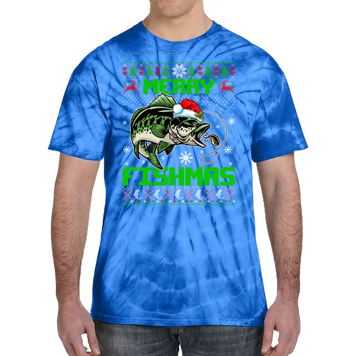 Merry Fishmas Santa Bass Fish Christmas Fishing Ugly Sweater Meaningful Gift Tie-Dye T-Shirt