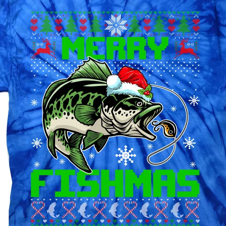 Merry Fishmas Santa Bass Fish Christmas Fishing Ugly Sweater Meaningful Gift Tie-Dye T-Shirt