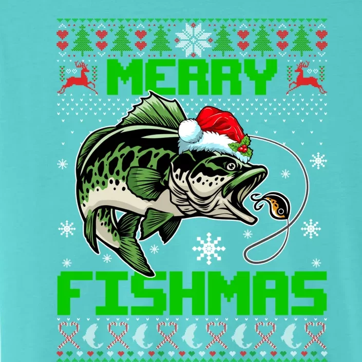 Merry Fishmas Santa Bass Fish Christmas Fishing Ugly Sweater Meaningful Gift ChromaSoft Performance T-Shirt