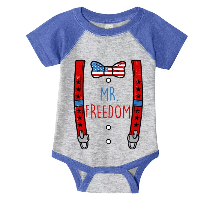 Mr Freedom Suspenders 4th Of July Meaningful Gift Infant Baby Jersey Bodysuit