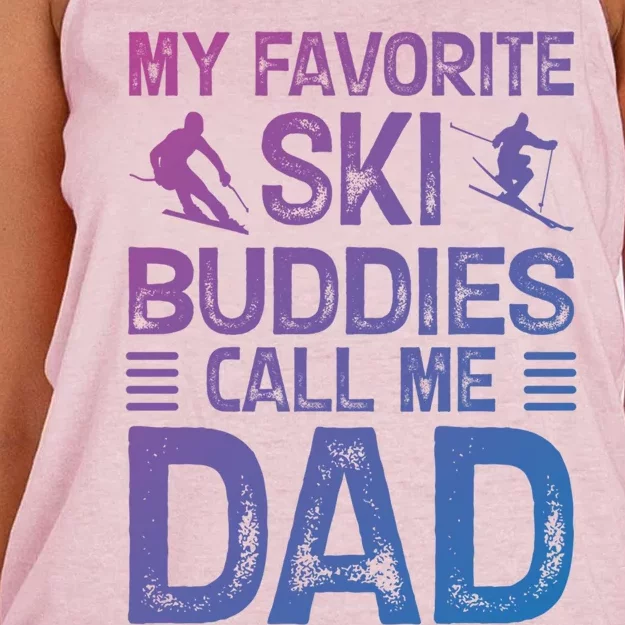 My Favorite Ski Buddies Call Me Dad Happy Father Day Cool Gift Women's Knotted Racerback Tank