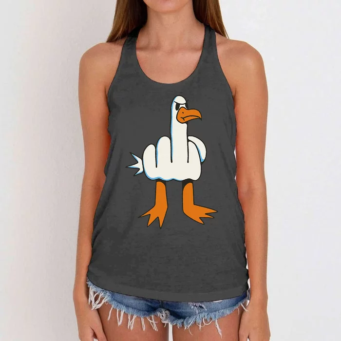 Middle Finger Seagull Women's Knotted Racerback Tank