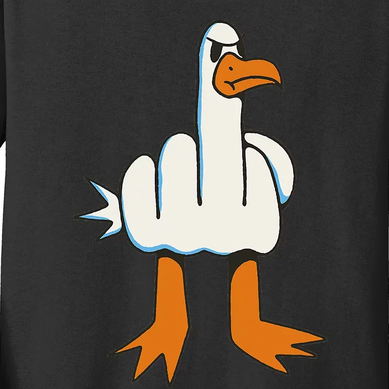 Middle Finger Seagull Kids Long Sleeve Shirt