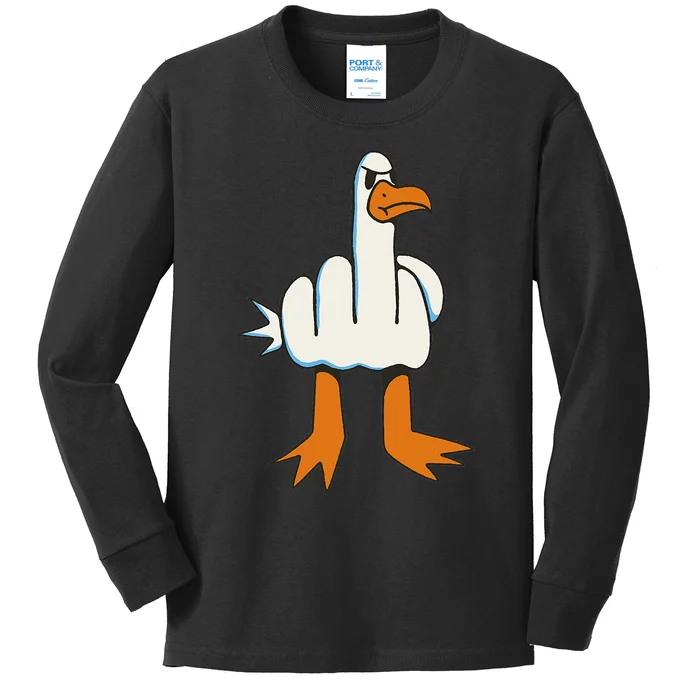 Middle Finger Seagull Kids Long Sleeve Shirt