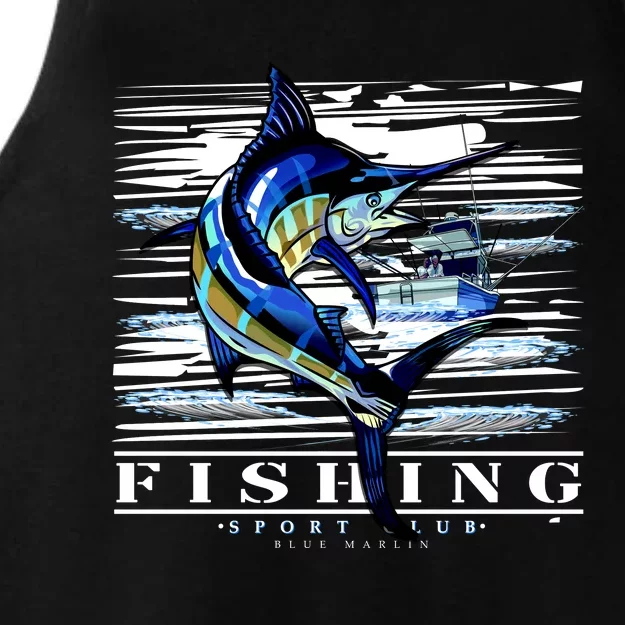 Marlin Fishing Sport Club Ladies Tri-Blend Wicking Tank