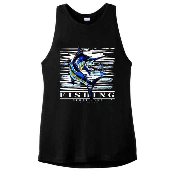 Marlin Fishing Sport Club Ladies Tri-Blend Wicking Tank