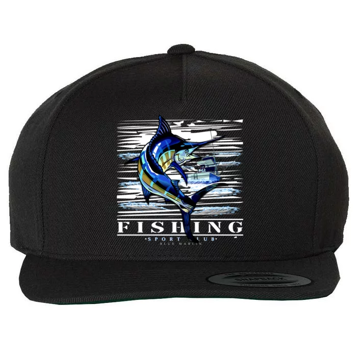 Marlin Fishing Sport Club Wool Snapback Cap