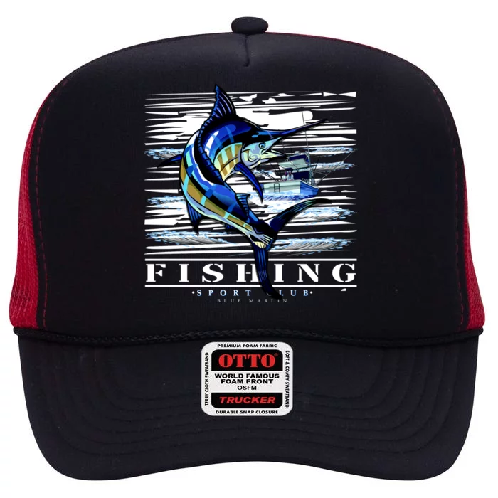 Marlin Fishing Sport Club High Crown Mesh Trucker Hat