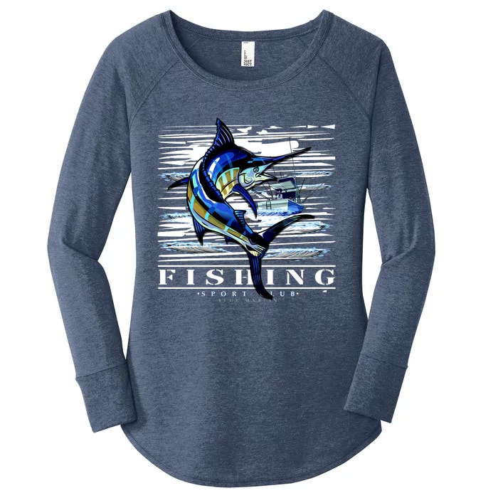 Marlin Fishing Sport Club Women's Perfect Tri Tunic Long Sleeve Shirt