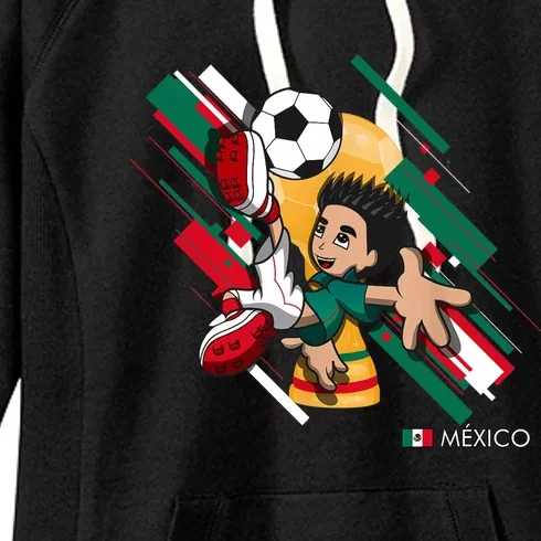 Mexico Football Soccer Playing Soccer Goal Dabbing Women's Fleece Hoodie