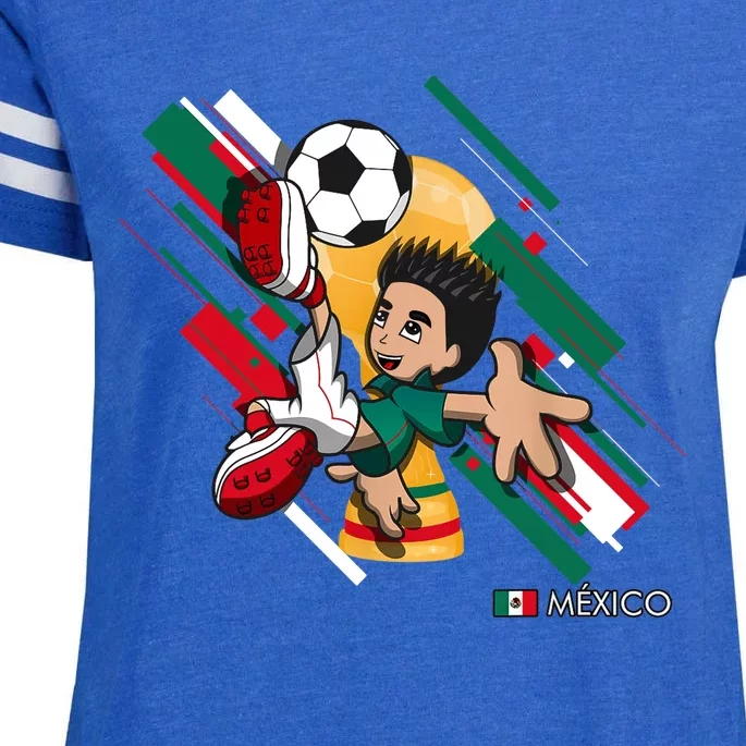 Mexico Football Soccer Playing Soccer Goal Dabbing Enza Ladies Jersey Football T-Shirt