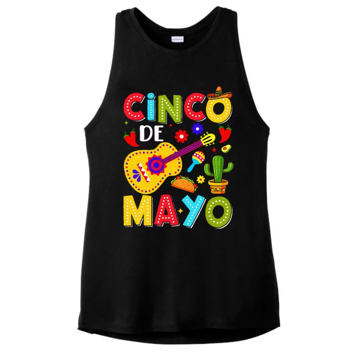 Mexican Fiesta Squad 5 De Mayo Ladies Tri-Blend Wicking Tank