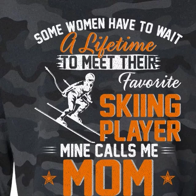 My Favorite Skiing Player Calls Me Mom Gift For Mother Mama Gift Cropped Pullover Crew