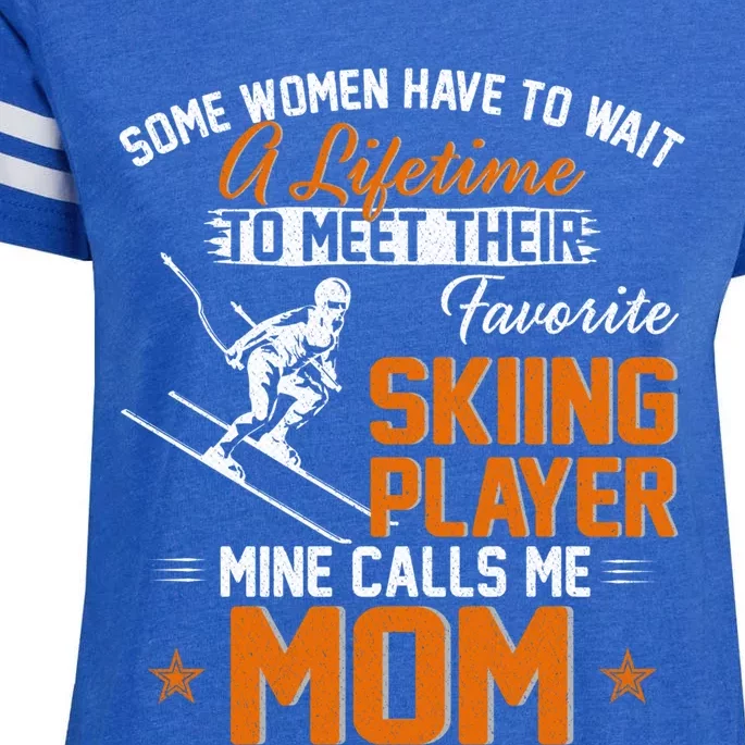 My Favorite Skiing Player Calls Me Mom Gift For Mother Mama Gift Enza Ladies Jersey Football T-Shirt