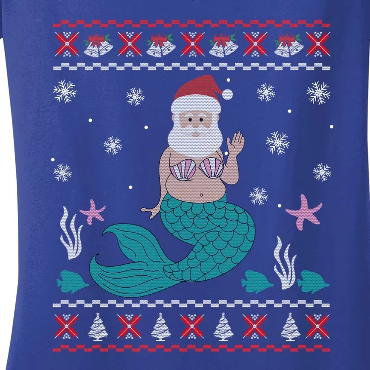 Mermaid Funny Santa Gifts For Christmas Women's V-Neck T-Shirt