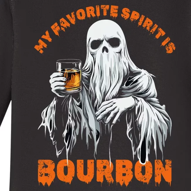 My Favorite Spirit Is Bourbon Halloween Ghost Costume Baby Long Sleeve Bodysuit