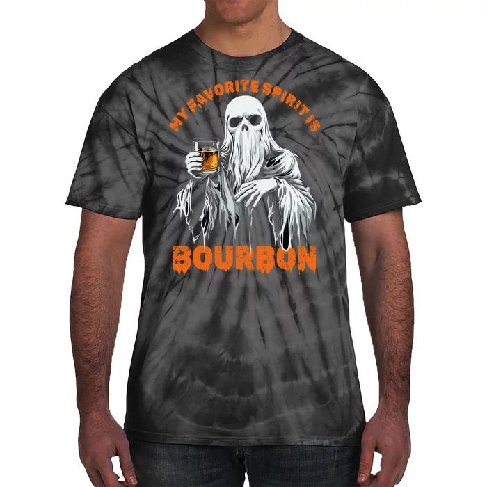 My Favorite Spirit Is Bourbon Halloween Ghost Costume Tie-Dye T-Shirt