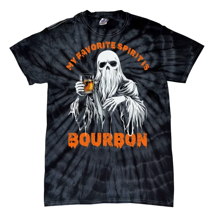 My Favorite Spirit Is Bourbon Halloween Ghost Costume Tie-Dye T-Shirt