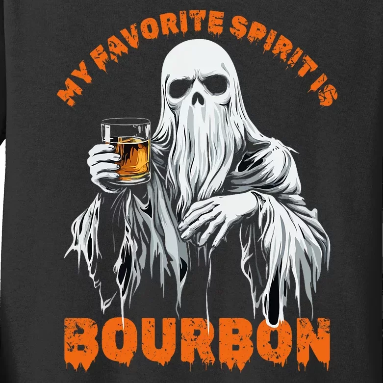 My Favorite Spirit Is Bourbon Halloween Ghost Costume Kids Long Sleeve Shirt