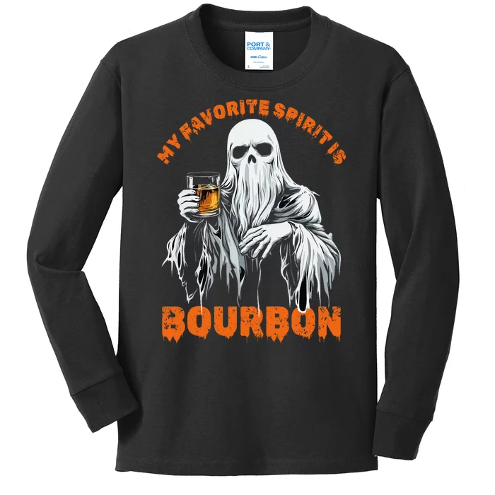 My Favorite Spirit Is Bourbon Halloween Ghost Costume Kids Long Sleeve Shirt