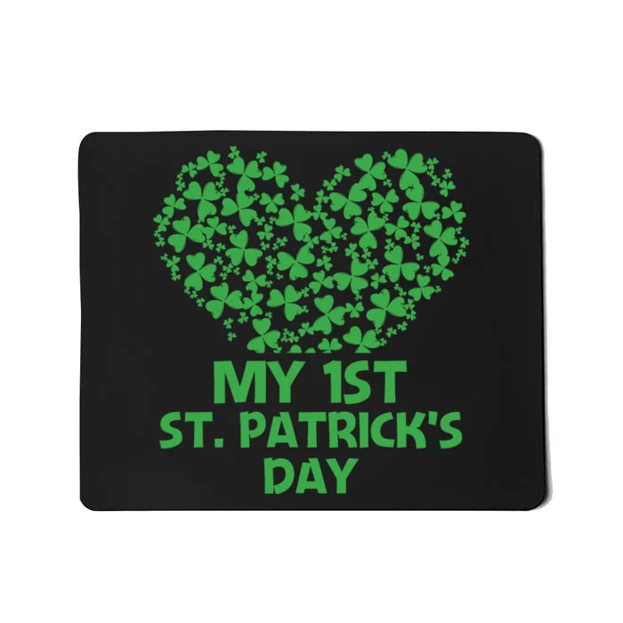 My First St Patricks Day Heart Shamrock Funny Gift Mousepad