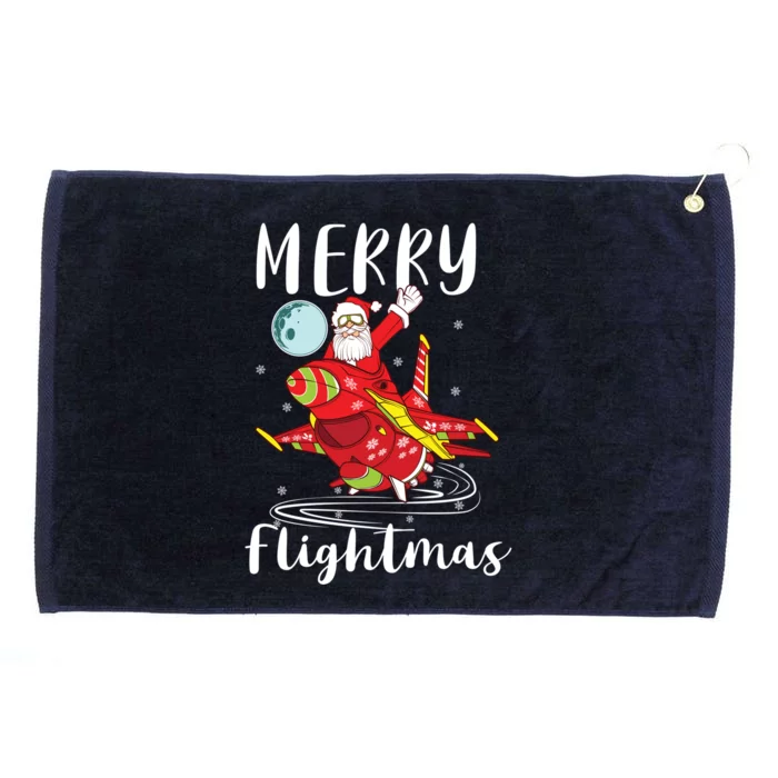 Merry Flightmas Santa Claus Pilot Flying Airplane Aviation Gift Grommeted Golf Towel