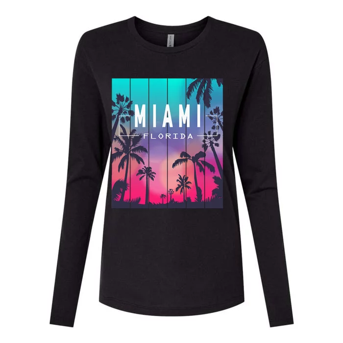 Miami Florida Sunset I Love Miami Beach Souvenir Womens Cotton Relaxed Long Sleeve T-Shirt