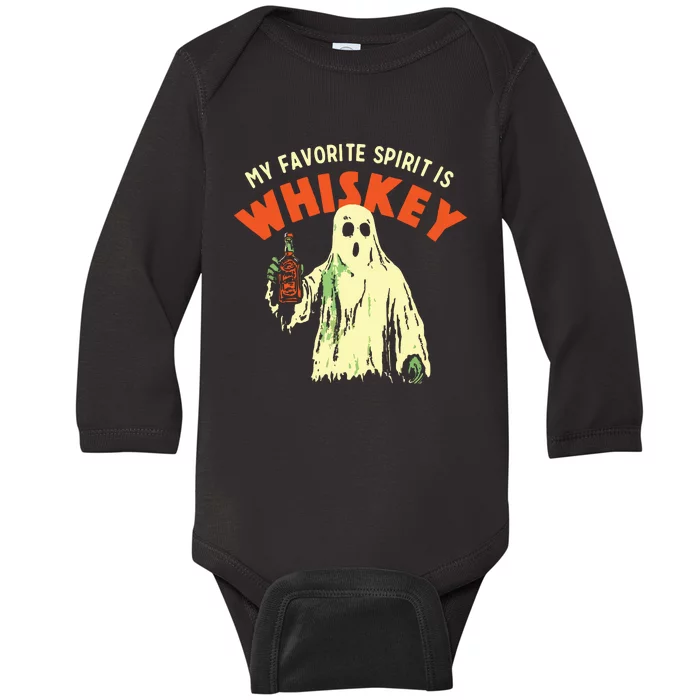 My Favorite Spirit Is Whiskey Baby Long Sleeve Bodysuit