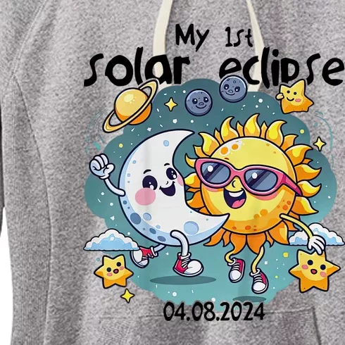 My First Solar Eclipse April 8 2024 Women's Fleece Hoodie