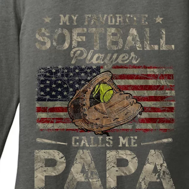 My Favorite Softball Player Calls Me Papa FatherS Day Womens CVC Long Sleeve Shirt