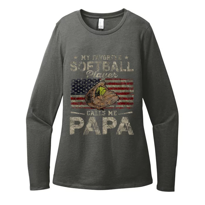 My Favorite Softball Player Calls Me Papa FatherS Day Womens CVC Long Sleeve Shirt