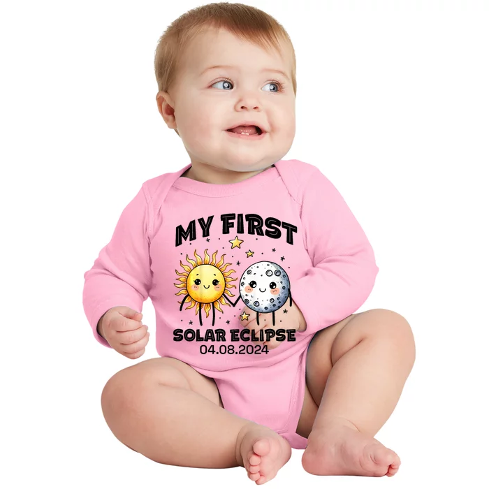 My First Solar Eclipse Boy Girl 2024 Solar Eclipse Baby Long Sleeve Bodysuit