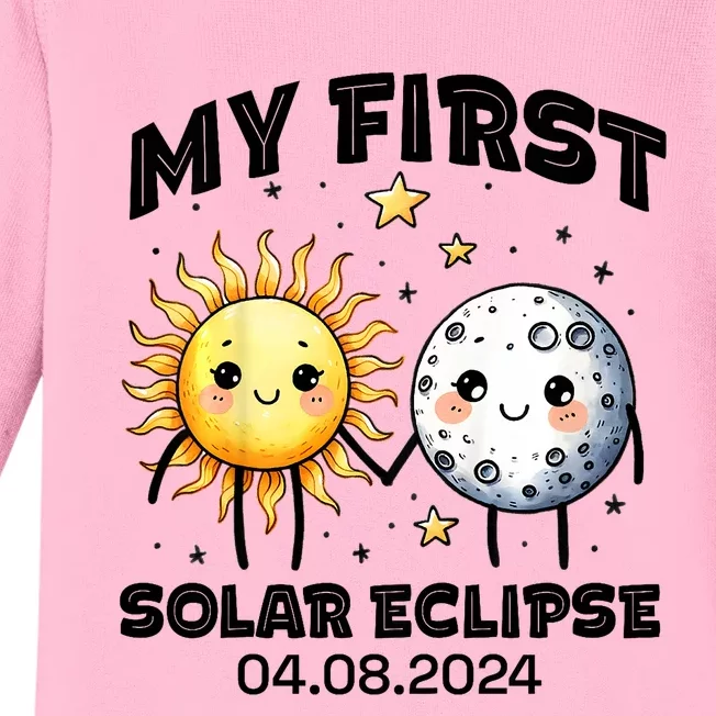 My First Solar Eclipse Boy Girl 2024 Solar Eclipse Baby Long Sleeve Bodysuit