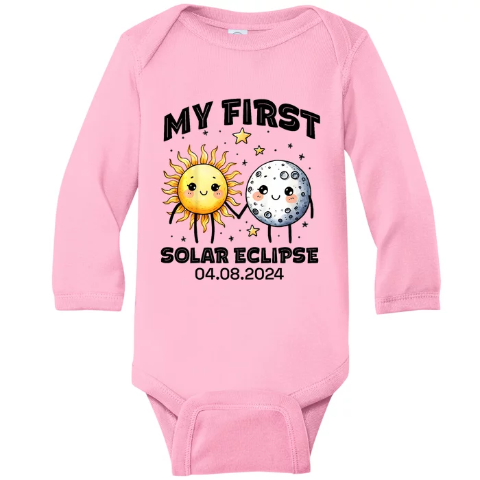 My First Solar Eclipse Boy Girl 2024 Solar Eclipse Baby Long Sleeve Bodysuit