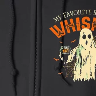 My Favorite Spirit Is Whiskey Funny Ghost Halloween Costume Full Zip Hoodie