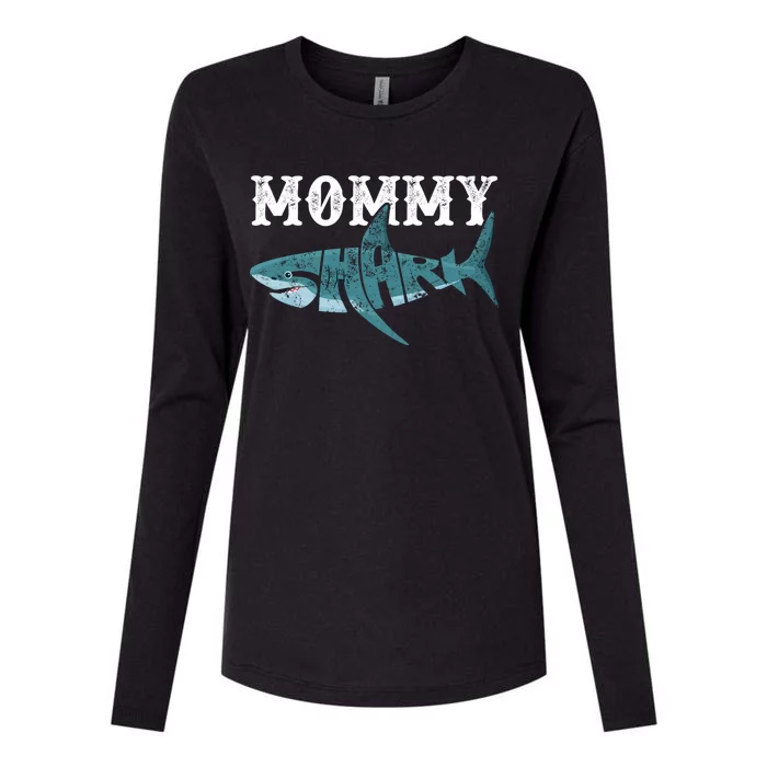 Mommy Funny Shark Family Matching Shark Lover Ocean Animal Cool Gift Womens Cotton Relaxed Long Sleeve T-Shirt