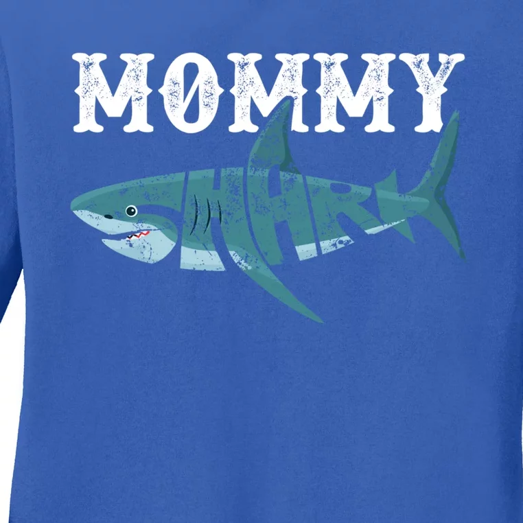 Mommy Funny Shark Family Matching Shark Lover Ocean Animal Cool Gift Ladies Long Sleeve Shirt