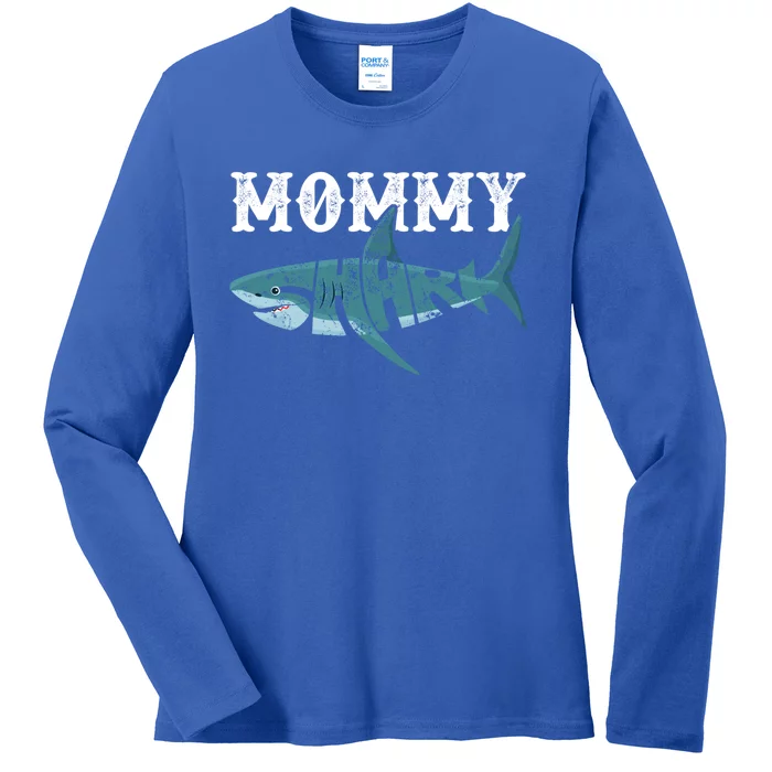 Mommy Funny Shark Family Matching Shark Lover Ocean Animal Cool Gift Ladies Long Sleeve Shirt